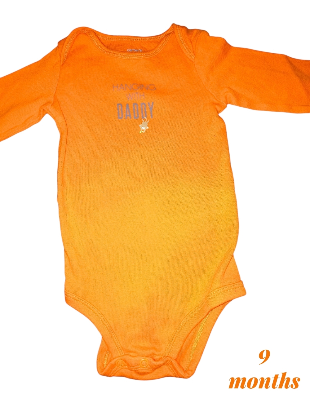 Carter's Orange Long-Sleeve Baby Bodysuit - 'Hanging with Daddy'